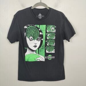 Junji Ito Uzumaki Graphic T-Shirt Mens Medium Black Green Anime Manga Horror‎